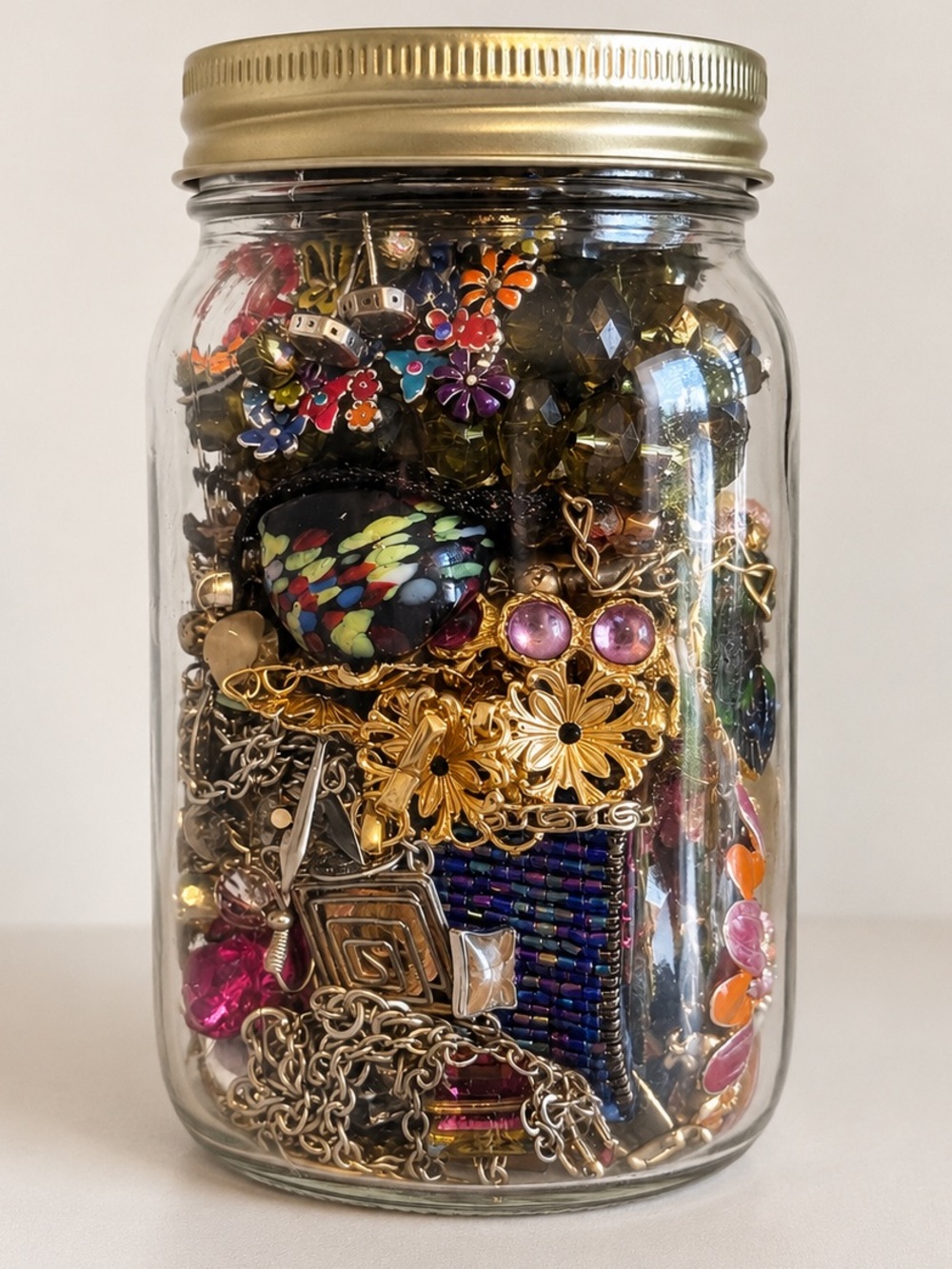 Vintage Whimsical Forest Mystery Jewelry Jar